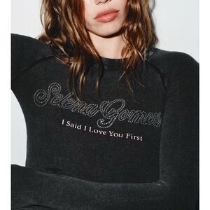 Zara Selena Gomez rhinestones ribbed long sleeve